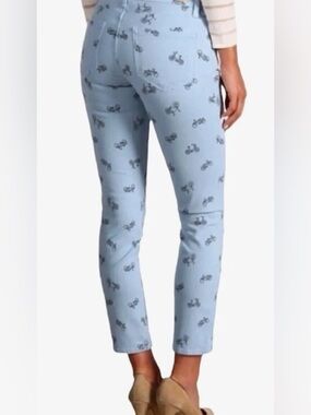 PAIGE Light Blue Skinny Jeans with Bicycle Print